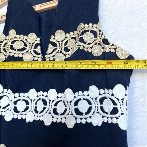 Lilly Pulitzer Augusta Shift Dress Sz 0 Applique Anchors Nautical Navy Gold EUC - Picture 15 of 15